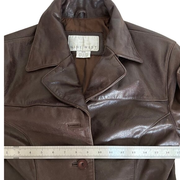 Vintage 2000 Nine West Brown Genuine Leather Jacket Women's Size M - Picture 7 of 7
